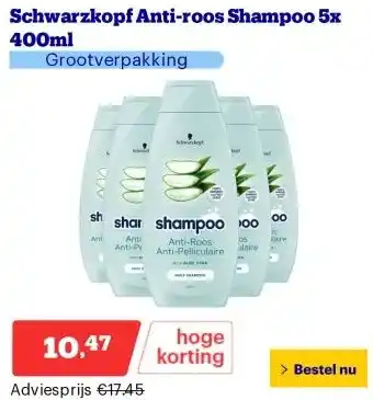 Bol.com Schwarzkopf Anti-roos Shampoo 5x 400ml aanbieding