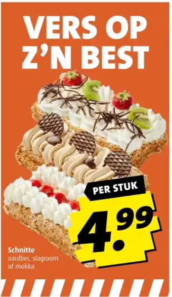 Boni Schnitte aardbei, slagroom of mokka aanbieding