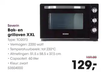 HANOS Severin Bak- en grilloven XXL aanbieding