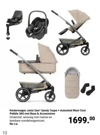 Van Asten BabySuperstore Kinderwagen Joolz Geo³ Sandy Taupe + Autostoel Maxi-Cosi Pebble 360 met Base & Accessoires aanbieding