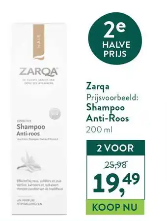 Holland & Barrett Zarqa shampoo anti-roos 200 ml aanbieding