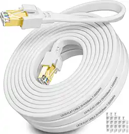 Amazon Ethernet Kabel 18m, Cat 8 Ethernet Cable Netwerkkabel 18 meter Hoge Snelheid RJ45 Kabel Platte 18m Afgeschermde 40Gbps 2000MH aanbieding