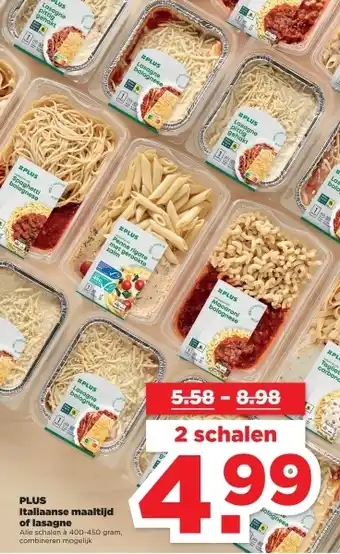 PLUS Plus italiaanse maaltijd of lasagne 400 - 450 gram aanbieding