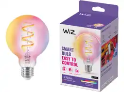 MediaMarkt WIZ Globe Filament E27 - Gekleurd En Wit Licht Slimme Ledlamp Transparant aanbieding
