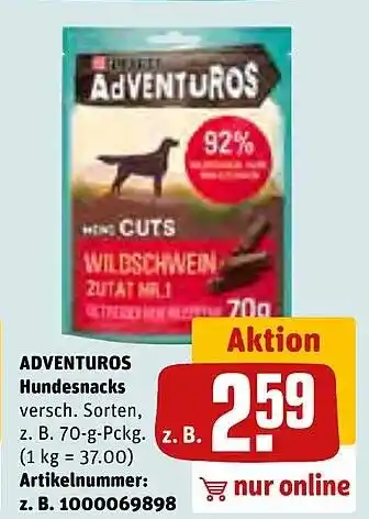 Rewe DE ADVENTUROS Hundesnacks aanbieding