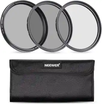 Amazon NEEWER 52mm ND Lens Filter Kit, UV+CPL (Circulaire Polarisatie)+ND4 Filters Optisch Glas Aluminiumlegering Slank Frame UV Fil aanbieding