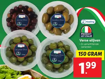 Lidl Verse olijven 150g aanbieding