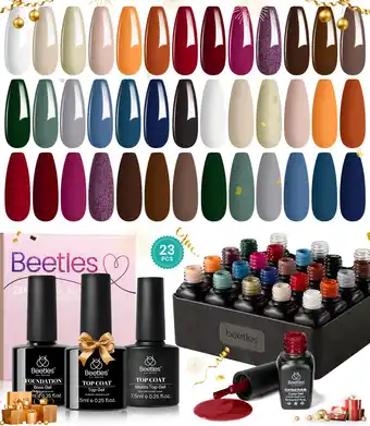 Amazon Beetles UV Nagellak 23 Stuks, 20 Kleuren Gloeiende Attractie Gellak met Glanzend & Mat Top Coat Base Gel, Oranje Bordeaux Roo aanbieding