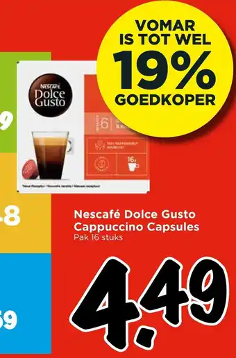 Vomar Voordeelmarkt Nescafé Dolce Gusto Cappuccino Capsules aanbieding