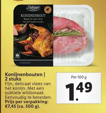 Lidl Delicieux Konijnenbouten 100g aanbieding