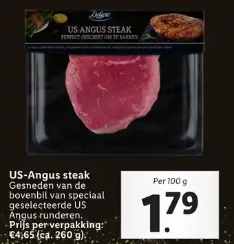 Lidl Deluxe US-Angus steak 100g aanbieding