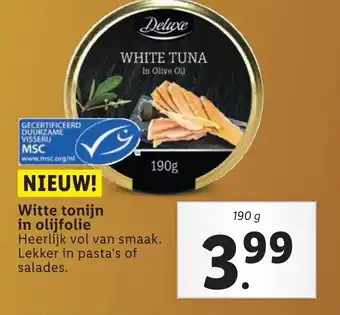 Lidl Delicieux Witte tonijn in olijfolie 190g aanbieding