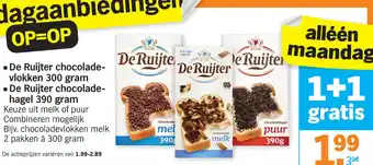 Albert Heijn -De Ruijter chocolade- vlokken 300 gram - De Ruijter chocolade- hagel 390 gram aanbieding