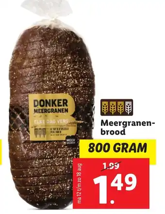 Lidl Meergranen brood 800 GRAM aanbieding