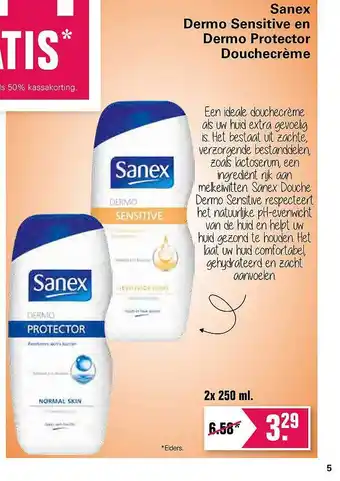 De Online Drogist Sanex dermo sensitive en dermo protector douchecrème 2x 250 ml aanbieding