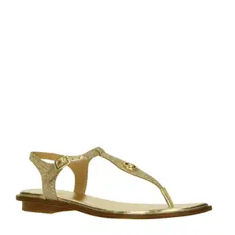 Wehkamp Michael Kors Mallory Thong leren sandalen goud aanbieding