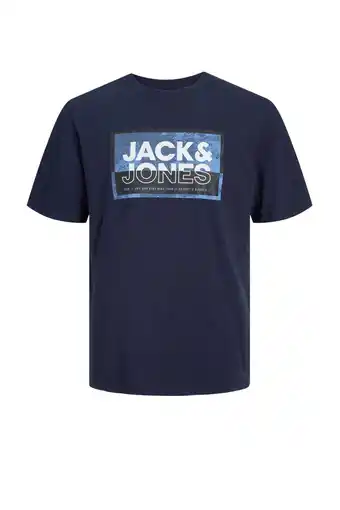 Wehkamp JACK & JONES PLUS SIZE regular fit T-shirt JCOLOGAN Plus Size met printopdruk navy blazer aanbieding