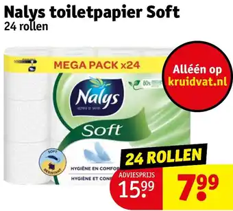 Kruidvat Nalys toiletpapier Soft 24 rollen aanbieding