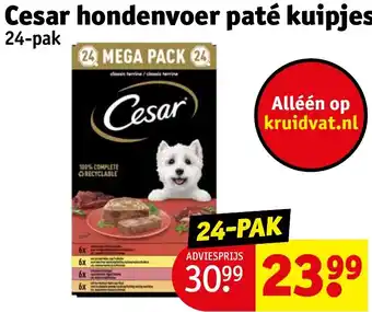 Kruidvat Cesar hondenvoer paté kuipjes 24-pak aanbieding