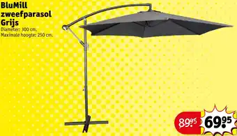 Kruidvat BluMill zweefparasol Grijs 300 cm aanbieding