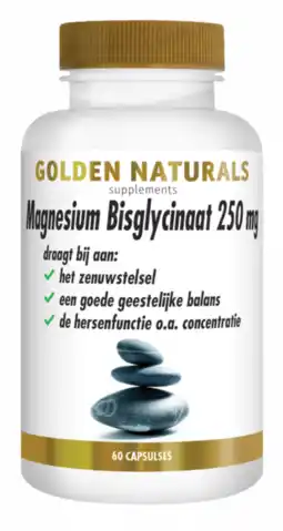 De Online Drogist Golden Naturals Magnesium Bisglynaat 250mg Capsules aanbieding
