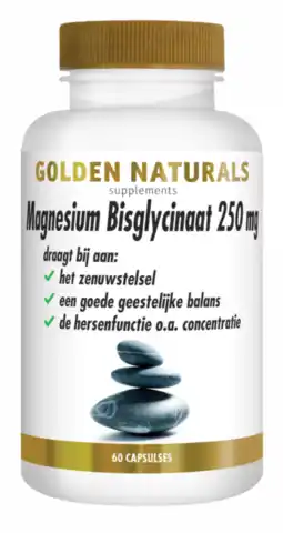 De Online Drogist Golden Naturals Magnesium Bisglynaat 250mg Capsules aanbieding