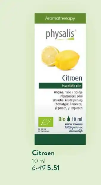 Holland & Barrett Physalis citroen 10 ml aanbieding