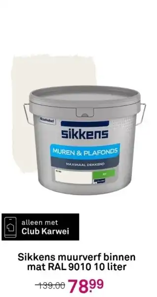 Karwei Sikkens muurverf binnen mat ral 9010 aanbieding