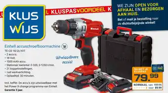 Kluswijs Einhell Accuschroefboormachine aanbieding