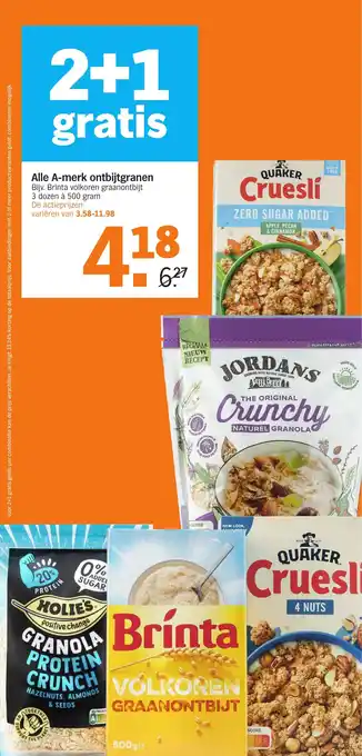 Albert Heijn Alle A merk ontbijtgranen aanbieding