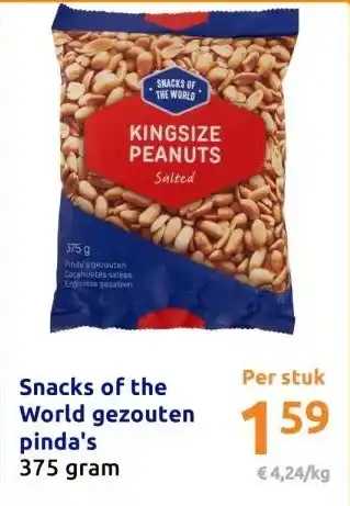 Action Snacks of the World gezouten pinda's aanbieding