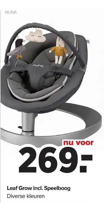 Baby-Dump Nuna leaf grow incl. speelboog aanbieding