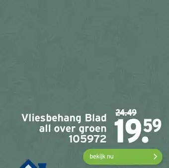 GAMMA Vliesbehang Blad all over groen 105972 aanbieding