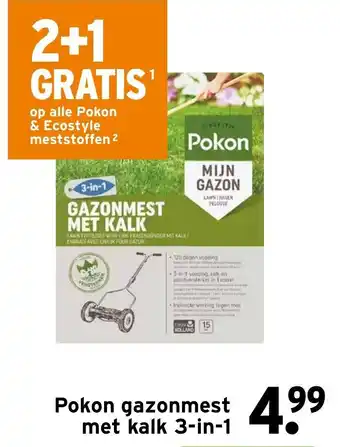 GAMMA Pokon Gazonmest met Kalk 3in1 2+1 aanbieding