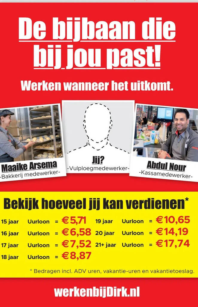 dirk uurloon 16 jaar