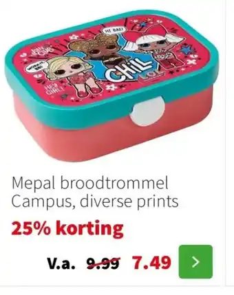 Intratuin Mepal broodtrommel Campus, diverse prints aanbieding