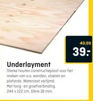 Hubo Underlayment aanbieding