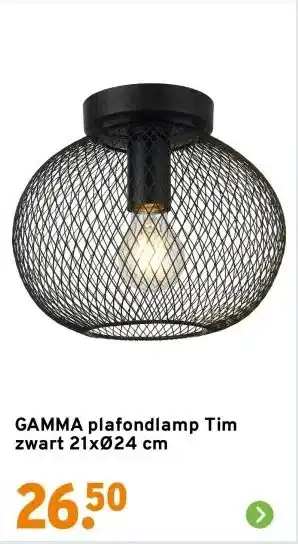 GAMMA GAMMA plafondlamp Tim zwart 21xØ24 cm aanbieding