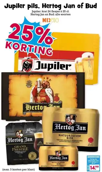 Boon`s Markt Jupiler pils, Hertog Jan of Bud aanbieding