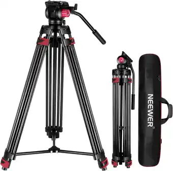 Amazon NEEWER 79/200cm Video Statief, Heavy Duty Aluminium Camera Statief Stand met 360° Fluid Drag Head, QR Plaat Compatibel met Ca aanbieding