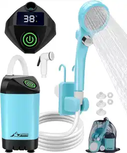 Amazon WADEO Camping Douche Kit, Oplaadbare Elektrische Buitendouche Pomp met Smart Digital Display Douchekop Mondstuk voor Kamperen aanbieding