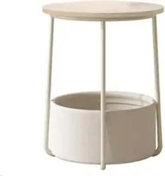 Amazon VASAGLE ronde bijzettafel, kleine tafel, kleine salontafel, woonkamertafel met stoffen mand, opbergruimte voor woonkamer, sla aanbieding