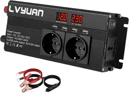 Amazon LVYUAN Spanningsomvormer, 12 V, 230 V, 800 W/1600 W, omvormer met 3 stopcontacten en 4 USB led-spanningsindicator aanbieding