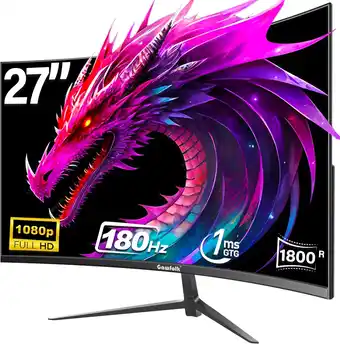 Amazon Gawfolk 27 Inch Gebogen Gaming Monitor 144hz, Computer Curved Monitor 165hz Computer Computer Display Screens met FreeSync &  aanbieding