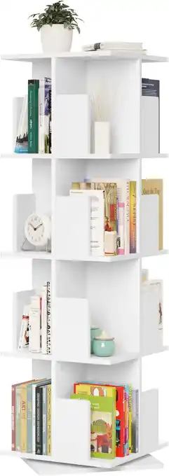 Amazon EUGAD 0040SHG Draaibare boekenkast, ruimteverdeler, staand rek, draairek, kantoorrek, decoratief rek, 360 graden vrij draaiba aanbieding