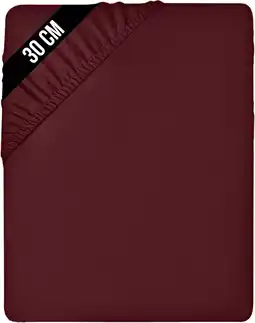 Amazon Utopia Bedding - Hoeslaken 180x200 tot 30 cm Matrashoogte, Bordeaux - Eenvoudig onderhoud Zachte Geborstelde Microvezel Stof  aanbieding