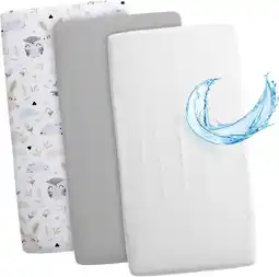 Amazon Hoeslaken kinderwagenwiegset - 2 x hoes en waterdichte matrasbeschermer matrashoes zijbed laken 90 x 55 cm uil grijs aanbieding