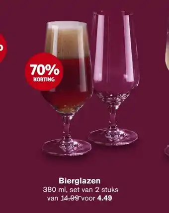 Hoogvliet Bierglazen 380ml aanbieding