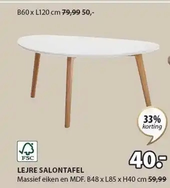 Jysk LEJRE SALONTAFEL aanbieding