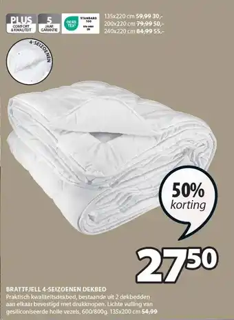 Jysk BRATTFJELL 4-SEIZOENEN DEKBED aanbieding